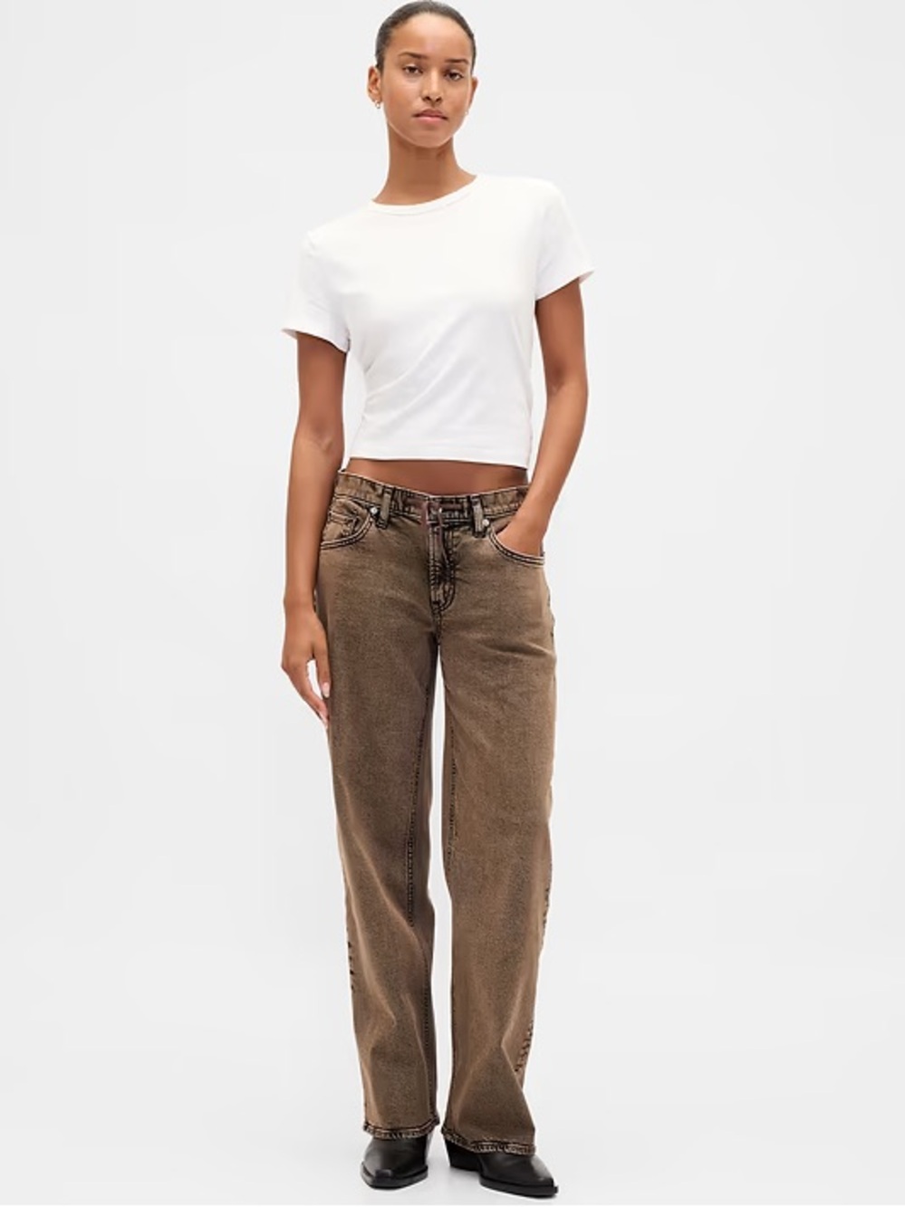 GAP Low Rise '90s Loose Jeans in Brown Acid Wash - Size 10/30